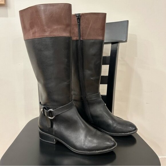 Lauren / Ralph Lauren Makaila Tall riding boots size 6.5B, black & brown - Picture 1 of 4